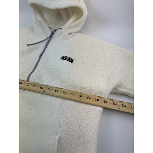 LL Bean Katahdin Fleece Half-Zip Hoodie Cream Sherpa Fleece 511655 Womens Medium - Picture 10 of 13